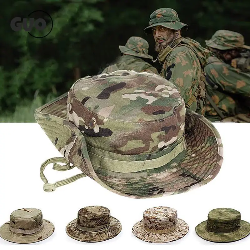 Camouflage Boonie Men Hat Bucket Hats Summer Cap Hunting Hiking Outdoor Camo Sun Caps