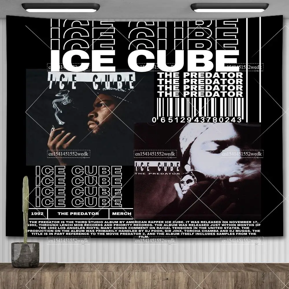 Ice Cube Music Album Cover Art Poster Retro Anni '90 Hippop Arazzo Appeso A Parete Estetica Room Decor Tapestrys Party Backdrops