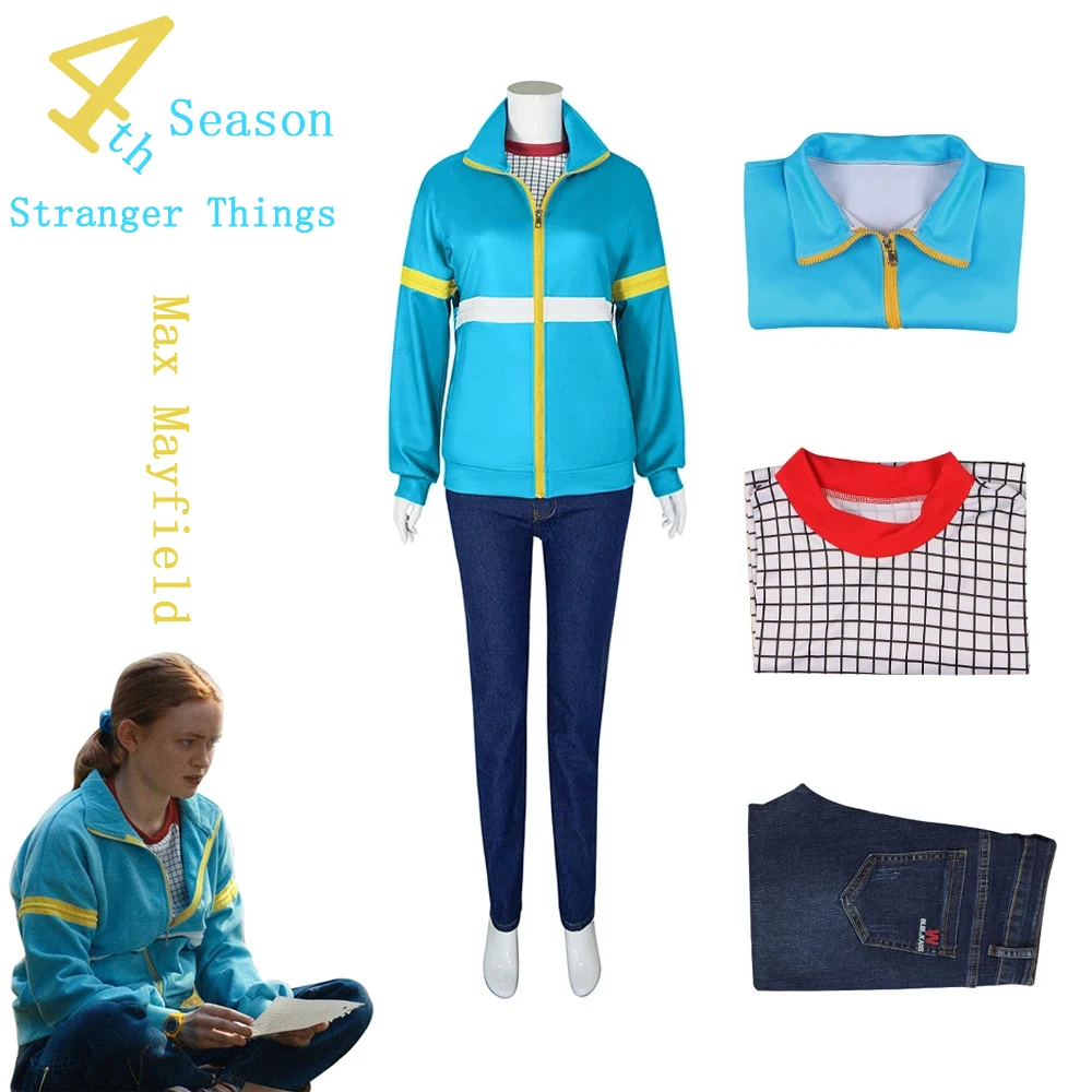 New Stranger Things Season 4 Max Mayfield Cosplay Costume Blue Sweater  Jeans T-shirt Uniform Eleven Girls Women Fashion Outfit - Cosplay Costumes  - AliExpress