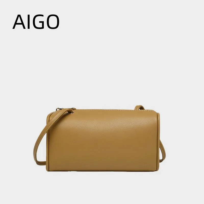 

AIGO Elegant Boston Bags for Women Casual Handbag Shoulder Bag Simple Design Crossbody Bag Versatile Leather Shoulder Bags Bolas