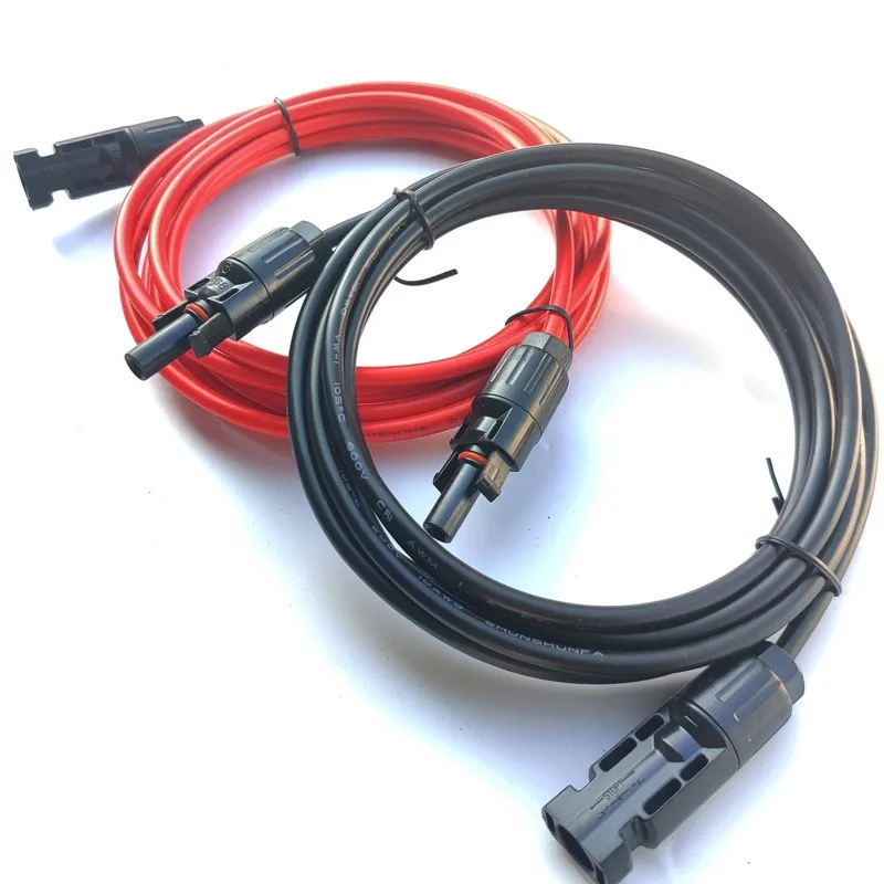 1-10m 태양광 케이블 PV 와이어 연장 빨간색 및 검정색 케이블 조립 와이어 4mm² 6mm² 10AWG 12AWG 방수 커넥터 포함