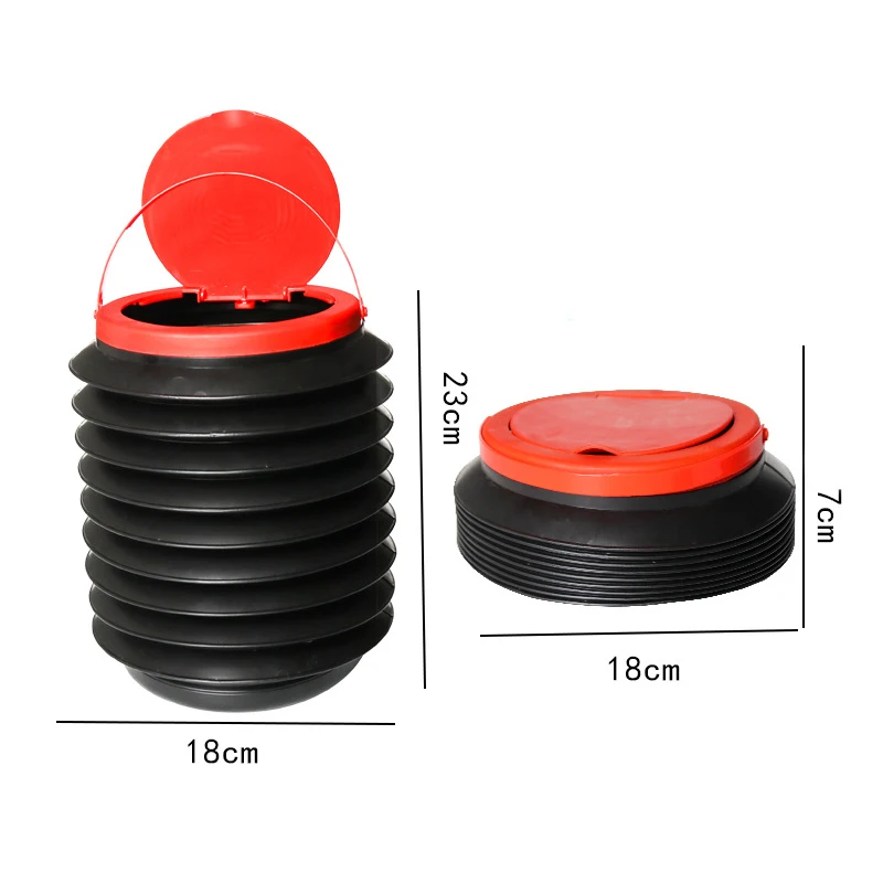 Trash Bin Garbage Can Car Wash Telescopic Bucket Folding Trash Organizer Garbage Holder Universal Black