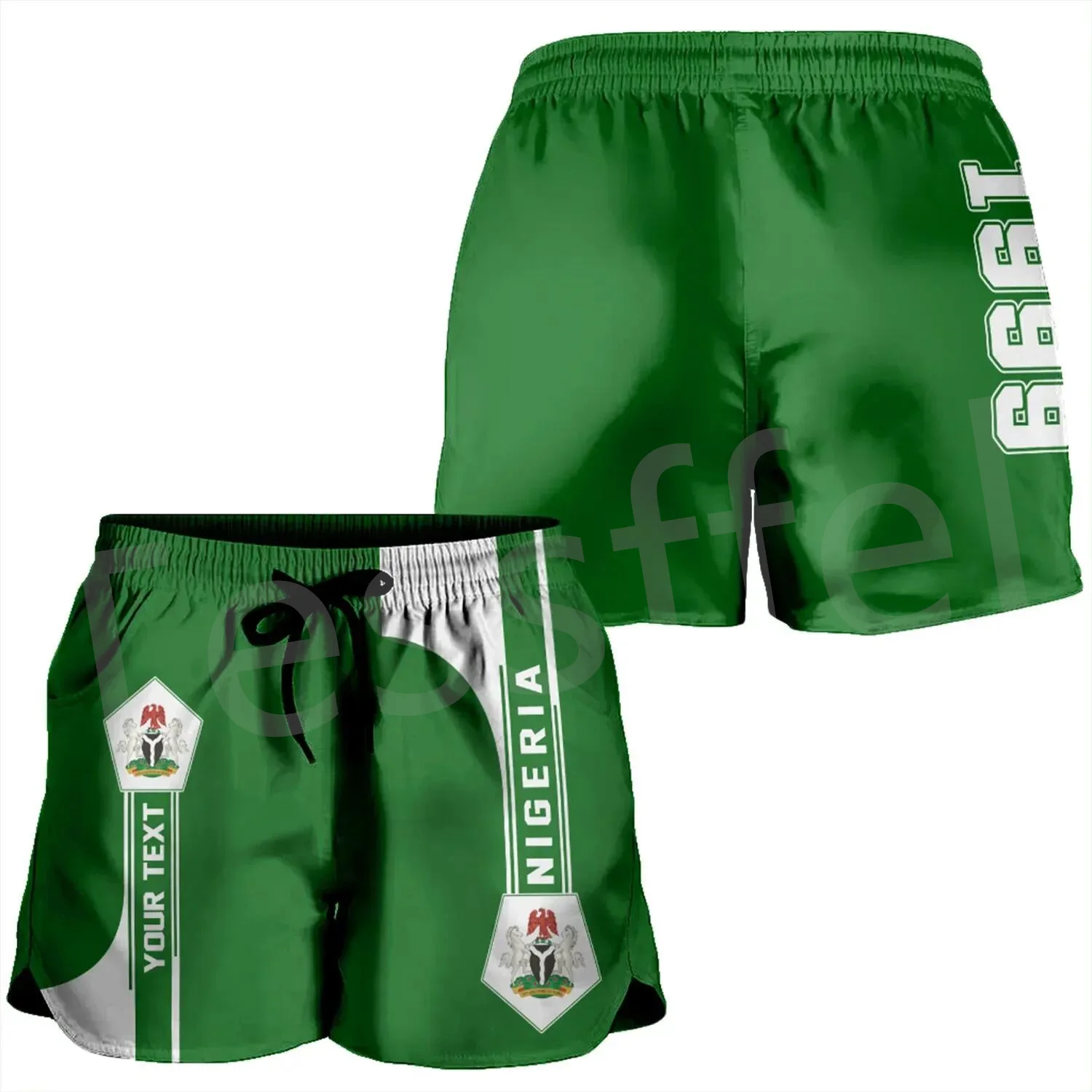 Black History Africa County Nigeria Flag Tribe Tattoo Men/Women Summer Casual Elastic Waist Shorts Funny Couple Beach Pants A1