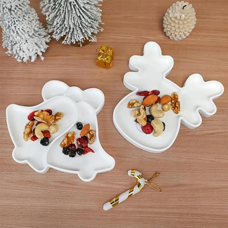 Silicone Mold Christmas Elk Tray Silicone Mold Cute Deer Head Nut Storage Tray Cement Mold Home Decoration DIY Terrazzo Plate Clay