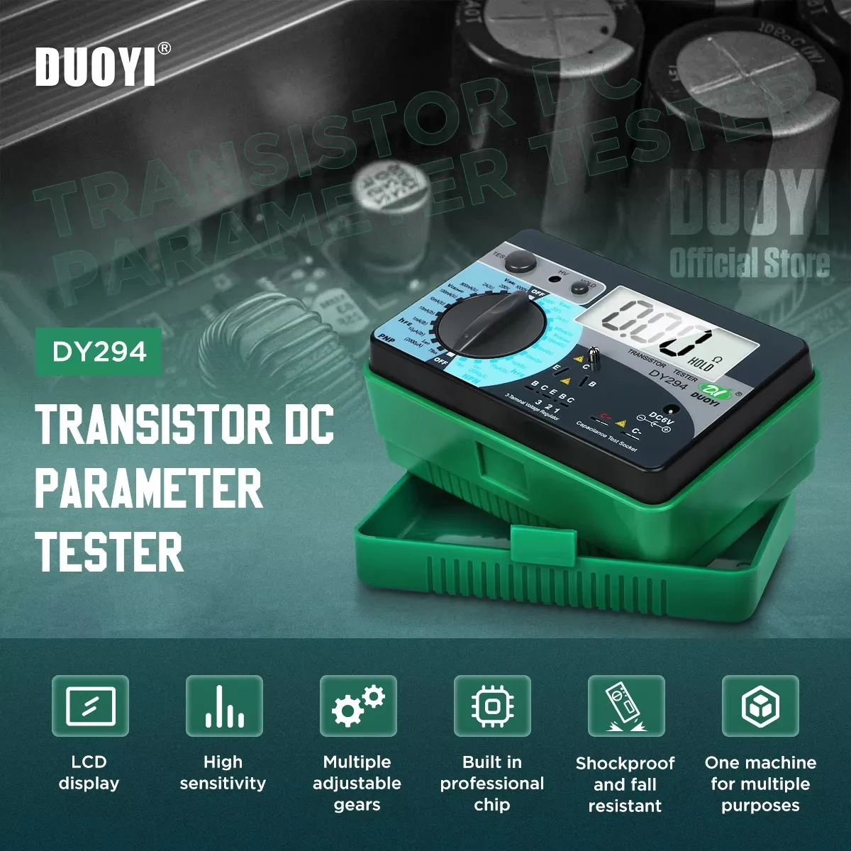 DUOYI DY294 다기능 디지털 트랜지스터 분석기 테스터 반도체 다이오드 트라이오드 역방향 AC DC 전압 커패시턴스 FET
