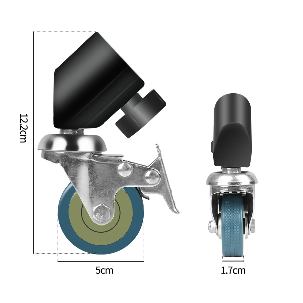 thumbnail image 2 of 3-Pack Lockable Caster Wheels For Light Stands & Tripods - 22mm Diameter, Stainless Steel Track Wheels With Brake 2 of 11