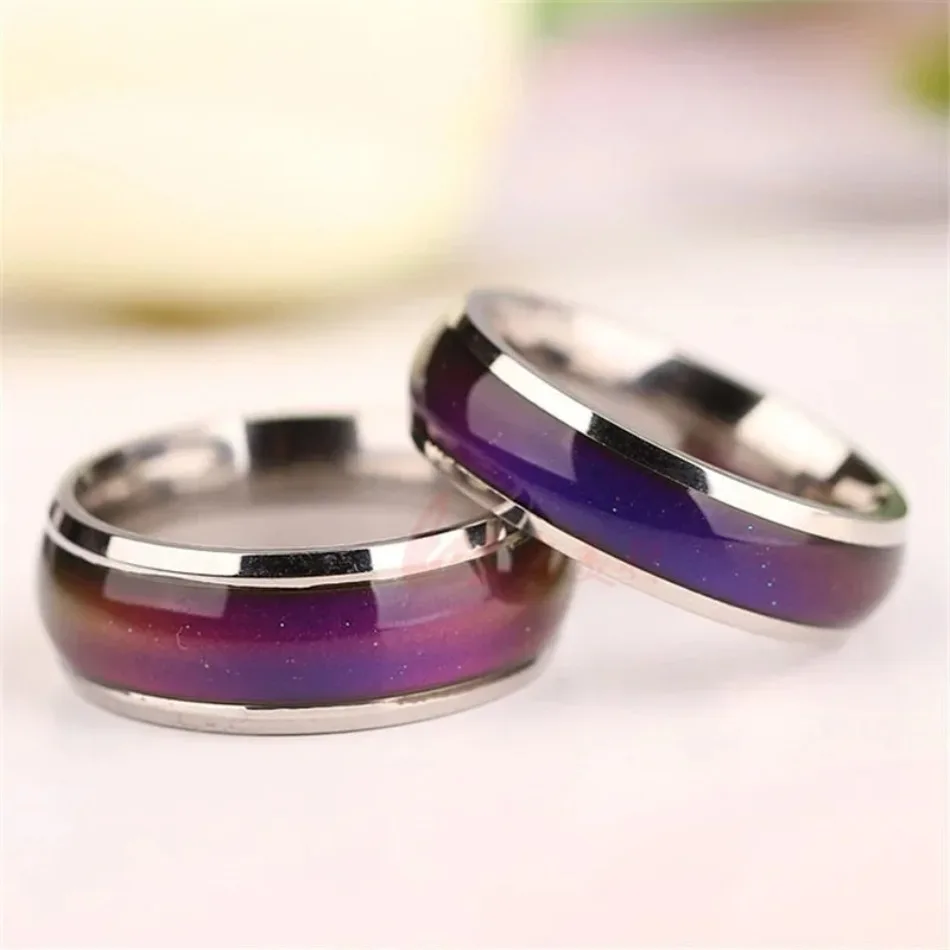 Fashion Temperature Sensitive Color Changing Ring 6mm Creative Emotional Color Changing Ring Unisex Personalized Glossy Rings