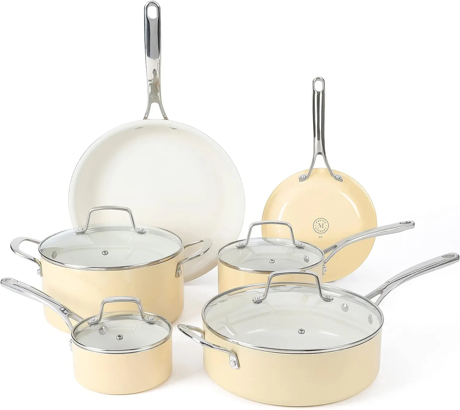 Martha Stewart Lockton 10 Piece Aluminum nonstick Cookware Set in White