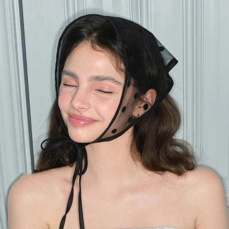 여성용 다용도 섬세한 장식 머리 스카프, 패션 블랙 레이스 스트랩, 삼각형 스카프 머리띠, 헤어 액세서리 선물