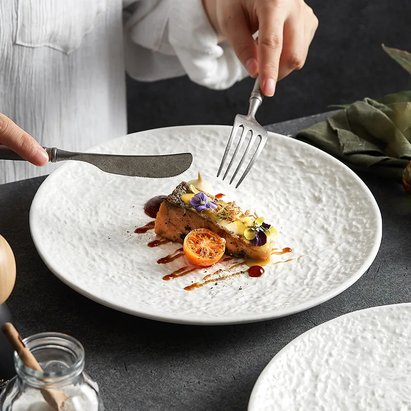 French plate White ceramic plate new flat Steak Household high-end Japanese and Western food