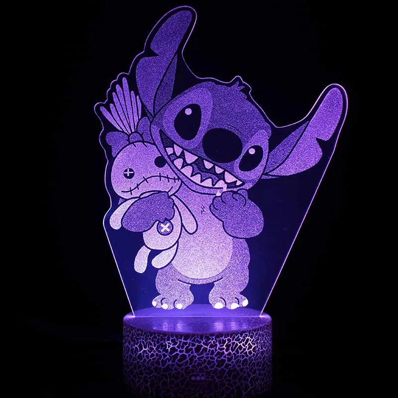 LOUHH Veilleuse Stitch 3D LED intelligente avec télécommande 16 couleurs pour cadeaux de Noël