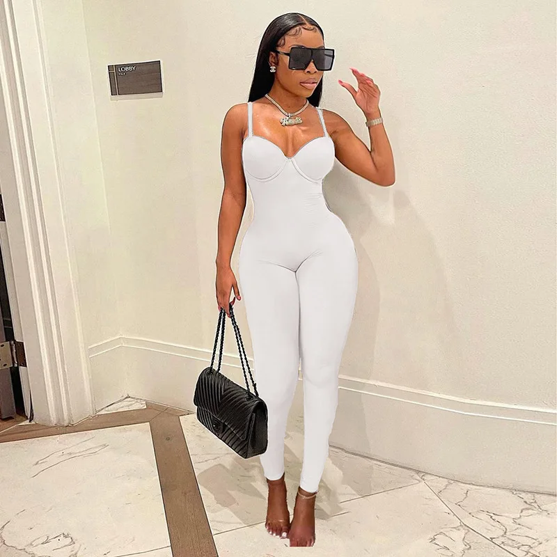 Women'S Jumpsuit Spring Summer  Sexy Solid Color Nude Jumpsuit High Waist Skinny Lingerie Bodysuits Ladies Joggers Fitness Weaer