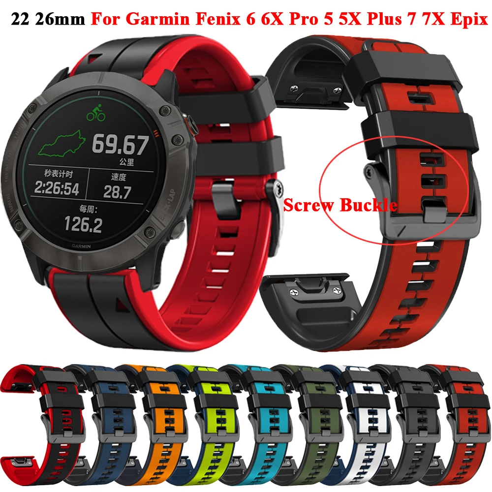 

22 26mm Silicone Strap For Garmin Fenix 6 6X Pro 7 7X 5 5X Plus Epix 3 HR Enduro Mk2 Mk2i Smartwatch Bracelet Quickfit Band