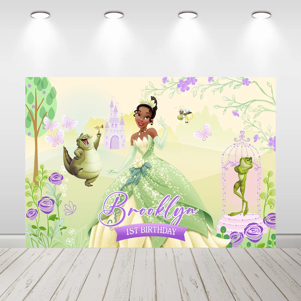 Happy 1St Birthday Photo Background Photocall Vinyl Cartoon Frog E The Princess Tiana Birthday Background Party Banner Supplies