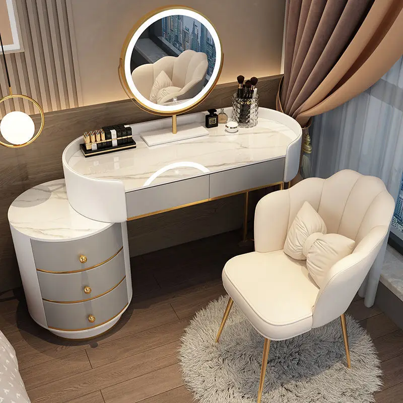 Description Picture 3 of itemModern Vanity Desk Dresser Table LED Mirror Home Bedroom Dressing Table Density Board Makeup Table with Vanity Bedroom Furniture