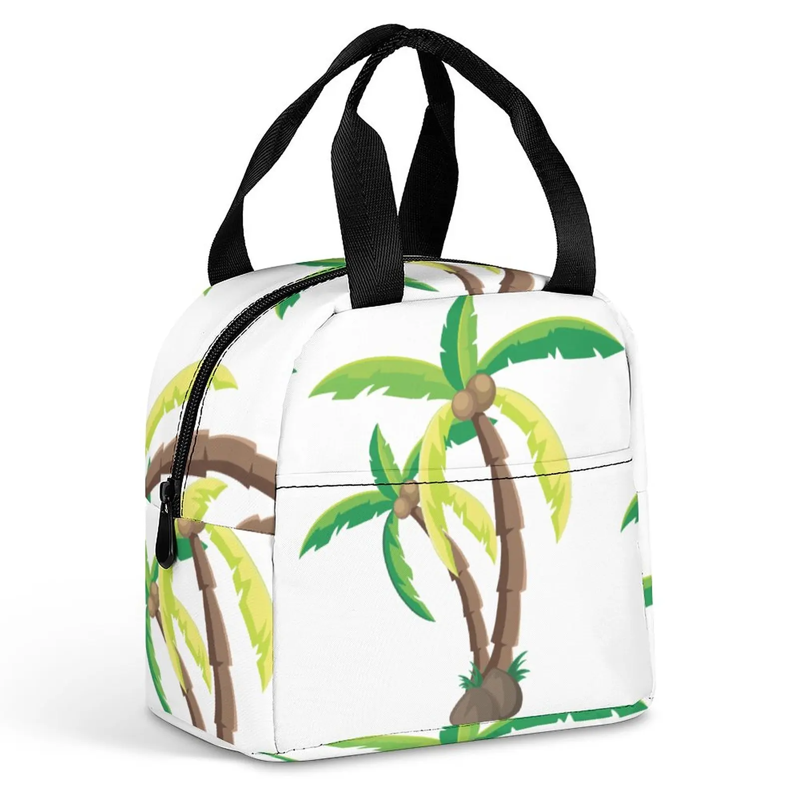 Custom Pattern Tote Lunch Bags for Women Coconut Tree Print Portable Meal Bag Picnic Travel Breakfast Box Office Work School butterfly pattern for men women student school book bags colorful butterflies canvas daypack elementary high college travel