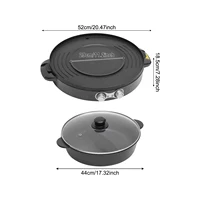 Marmite électrique ronde noire de 2200 W avec grill, 52*18,5 cm, marmite électrique, grill électrique pour cuire des steaks, des fruits de mer, des viandes 3