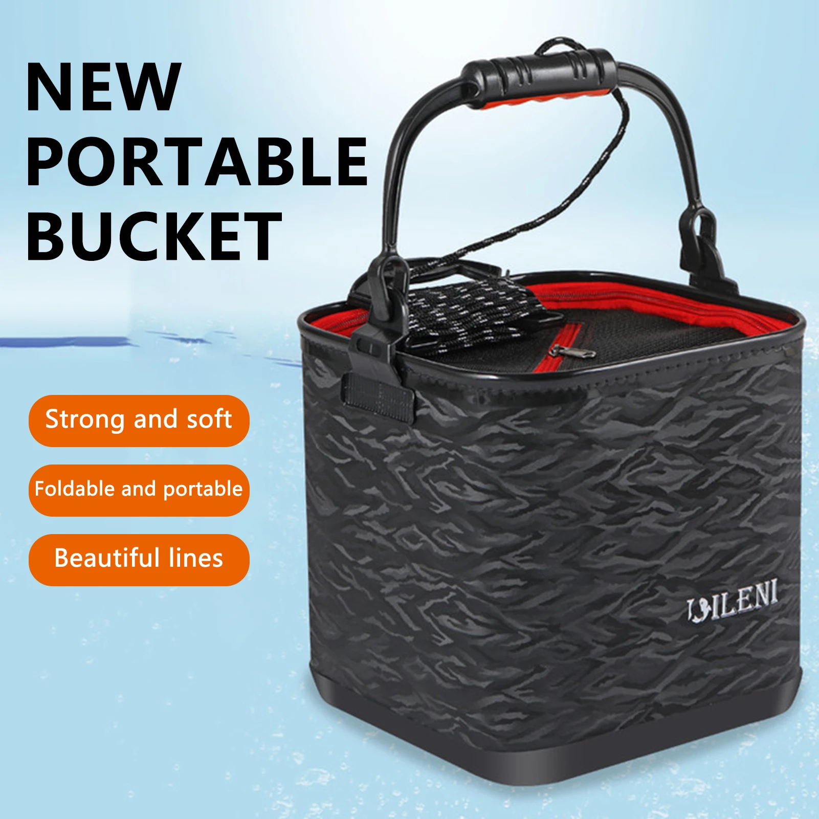 Folding Bucket Fishing Box EVA 3D Textured Fish Bucket for Outdoor Camping Hiking