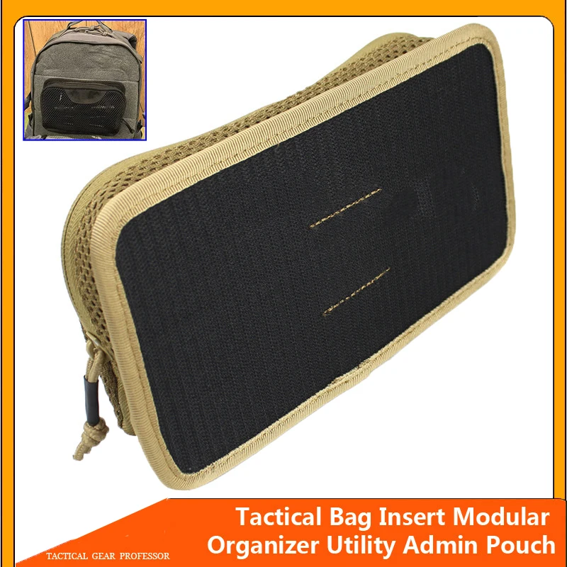 Tactical Backpack Bag Insert Modular Organizer Hook Fasteners Mesh Pocket Utility Admin Pouch Hunting Nylon Zipper Closure New 6
