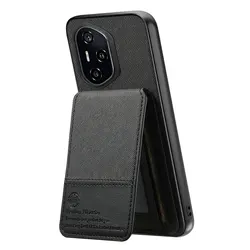 Luxury RFID Leather Card Holder Stand Case - Premium Back Cover for Honor 400 Smart (Black)