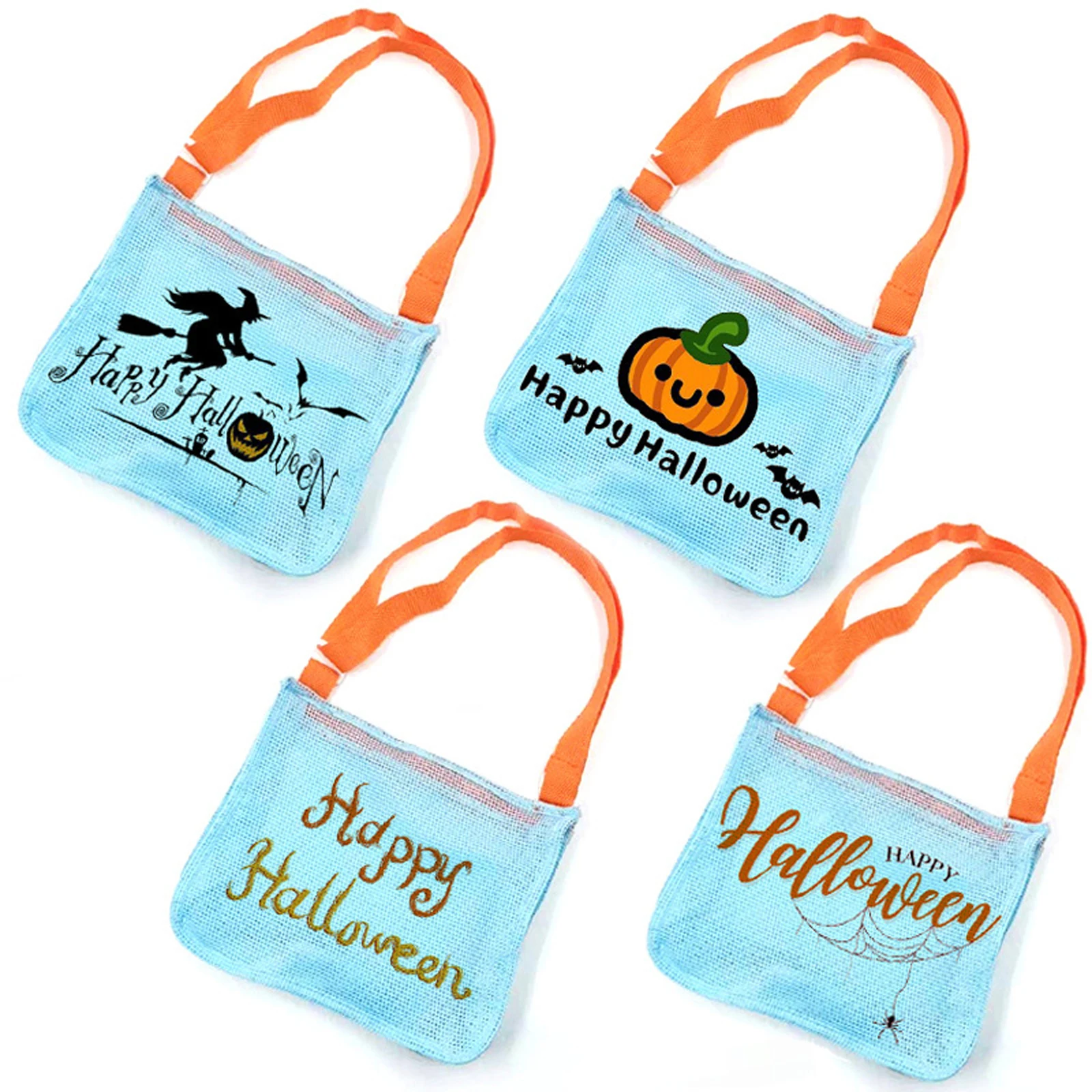 

Beach Tote Bags Letter/Witch/Pumpkin Mesh Zipper Adjustable Shoulder Straps Sports Pack Large Capacity Beach Toys Organizer Bags