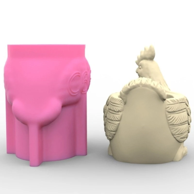 MXME Epoxy Molds Flowerpot Mold Silicone Concrete Mold Rooster Shaped Silicone Vase Molds Perfect Gift for Art Enthusiasts
