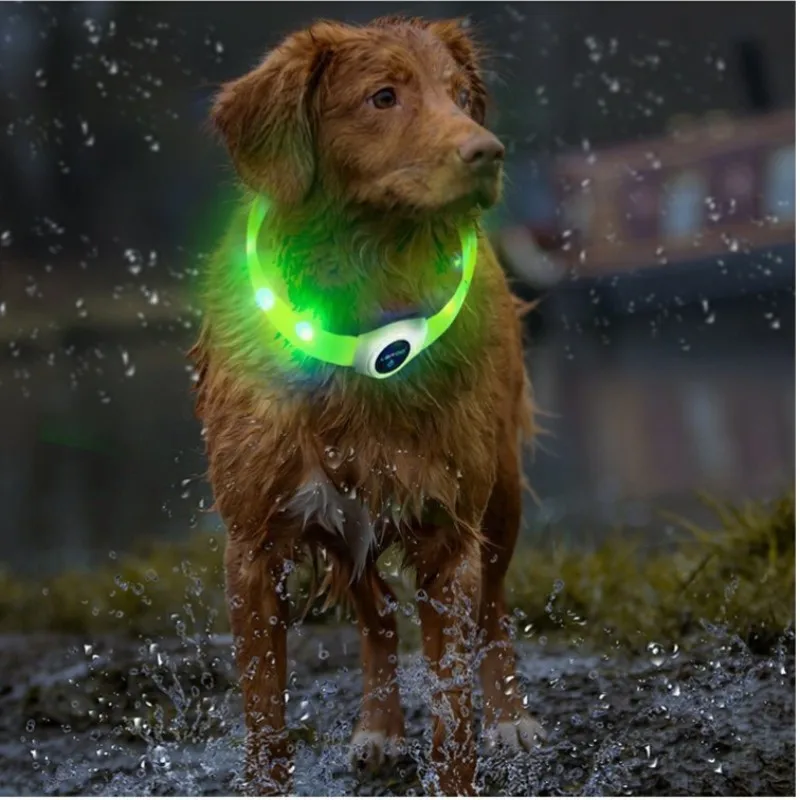 Led Luminous Dog Collar PVC Waterproof Large Medium Small Dogs Collar Usb Light Night Safety Pet Glowing Accessories