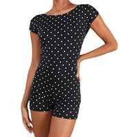 Women Pajamas Rompers Dot Print Backless Cap Sleeve Shorts Jumpsuits Fashion Bodysuits Playsuits Loungewear