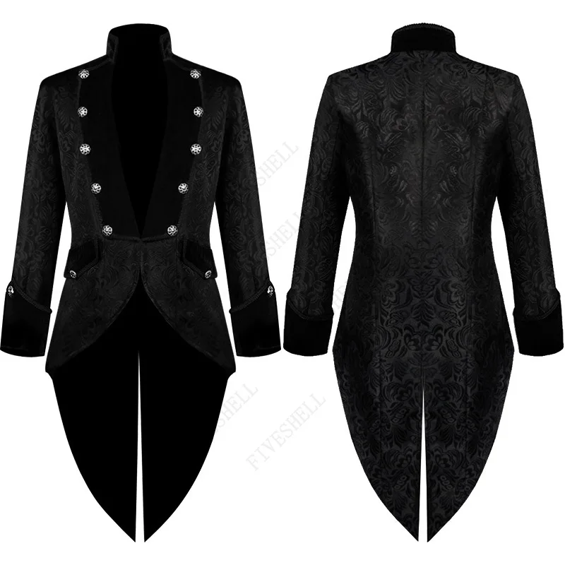

2023 Mens Steampunk Vintage Tailcoat Jacket Gothic Victorian Frock Coat Uniform Halloween Stage Performance Medieval Costume
