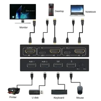 KCEVE 4K USB 2.0 KVM Switch,2 In 1 Out HDMI+USB KVM Switch Support HD 2 Computer Share 1 Monitor 1 Set Keyboard Mouse Printer 2