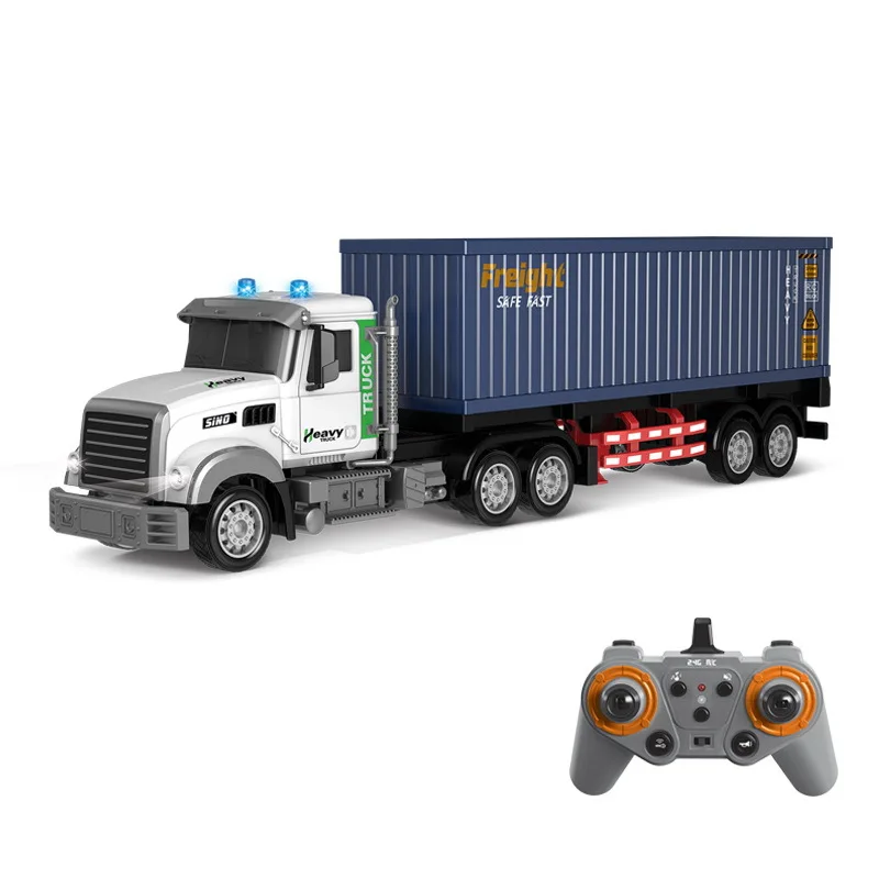 Electric remote control  trailer with lights and music double-decker transporter simulation container children's toy man 5