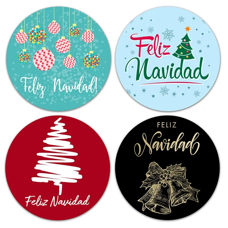 

Feliz Navidad Christmas Español Merry Christmas Stickers Labels Decorative Stickers Wrapping Gift Box Label