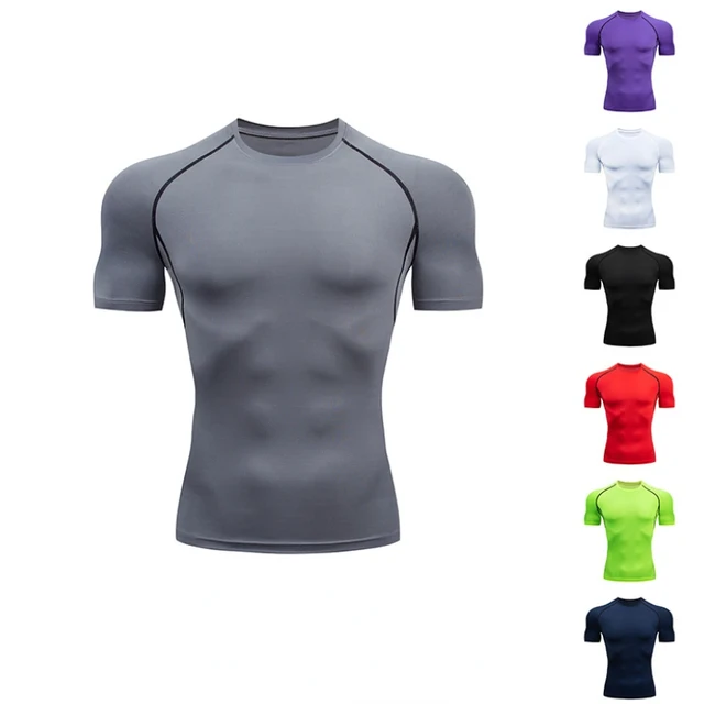 Fitness Sports Quick Dry Tights Men Running T-Shirt Tee Tops Gym