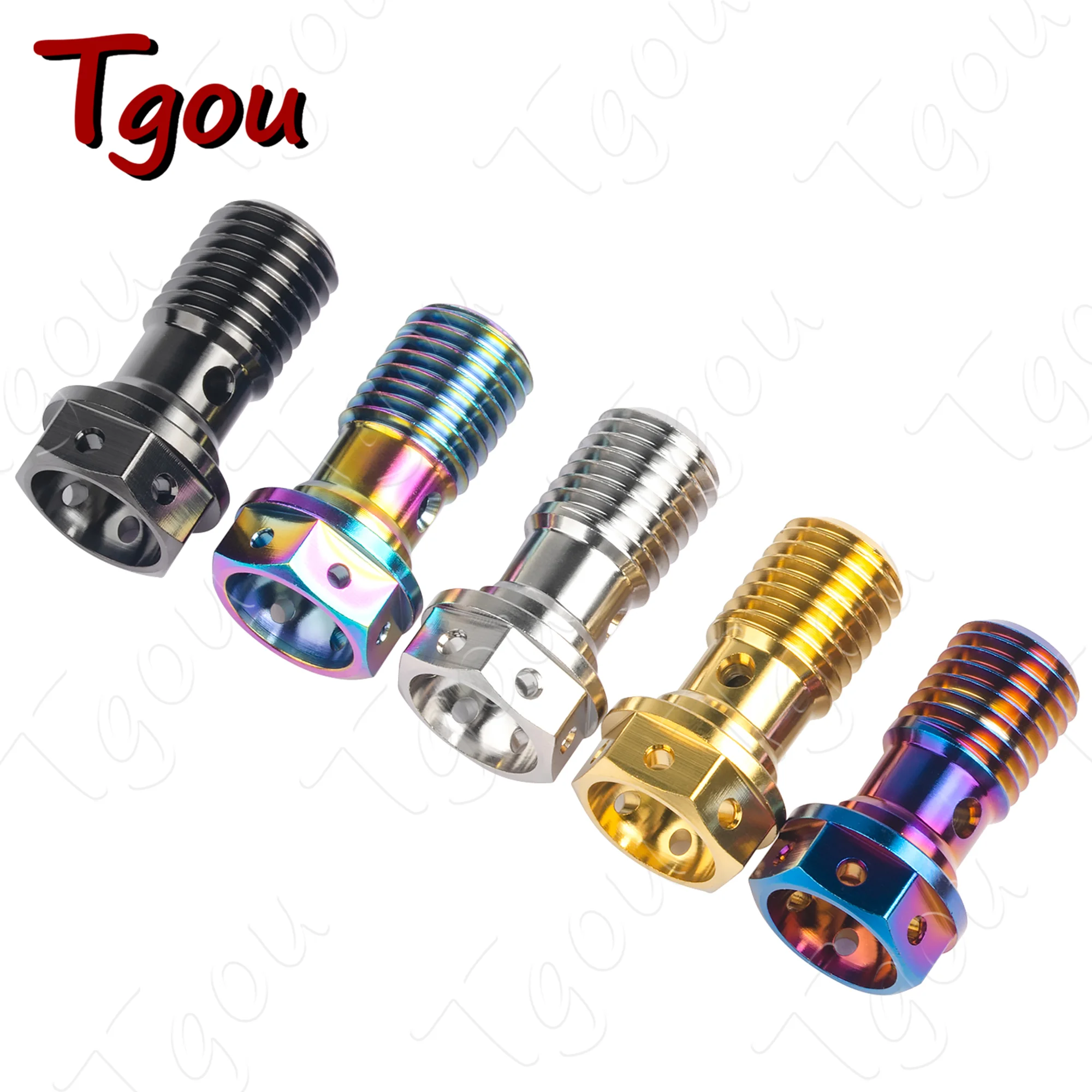 Tgou 티타늄 볼트 M10 1.0 /1.25 Brembo 브레이크 라인 및 단일/이중 구멍 클러치 밴조용 피치 밴조 나사