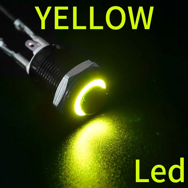 1NO High head Waterproof Metal Push Button Switch LED Light Self-locking/reset 3/6/12/24/220V 8/10/12/16mm Oxidized black image 11