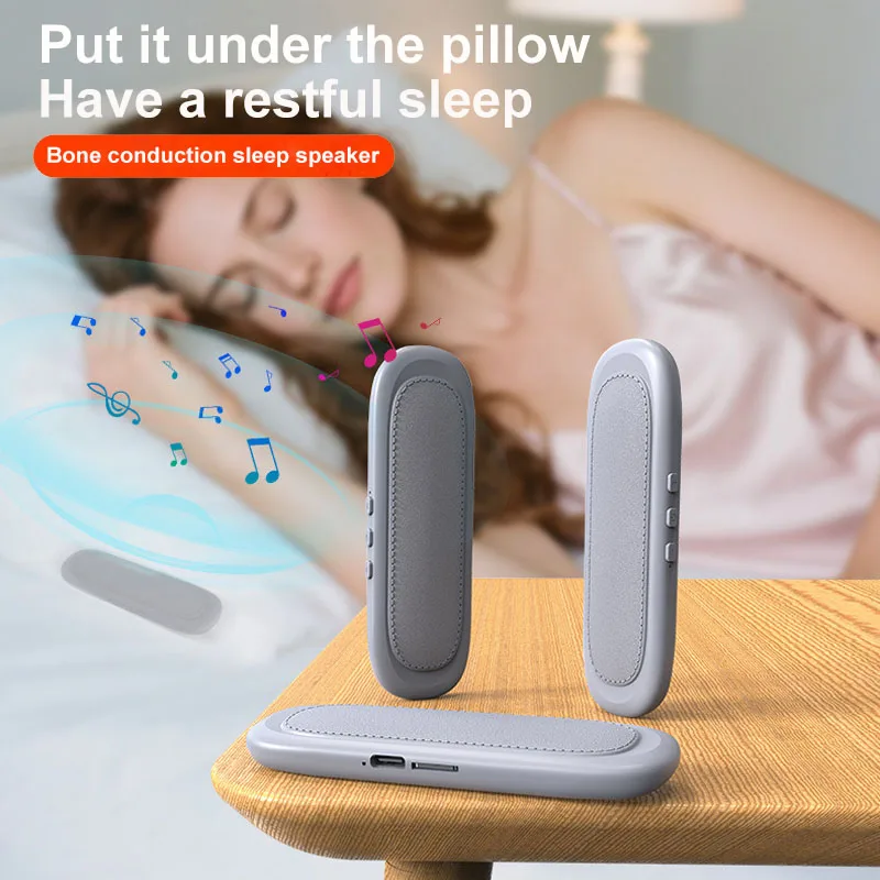 Mini Bone Conduction Bluetooth Speaker Sleep Aid Wireless Sound Bar Under Pillow Stereo Music Player TF Card Play Timed Shutdown