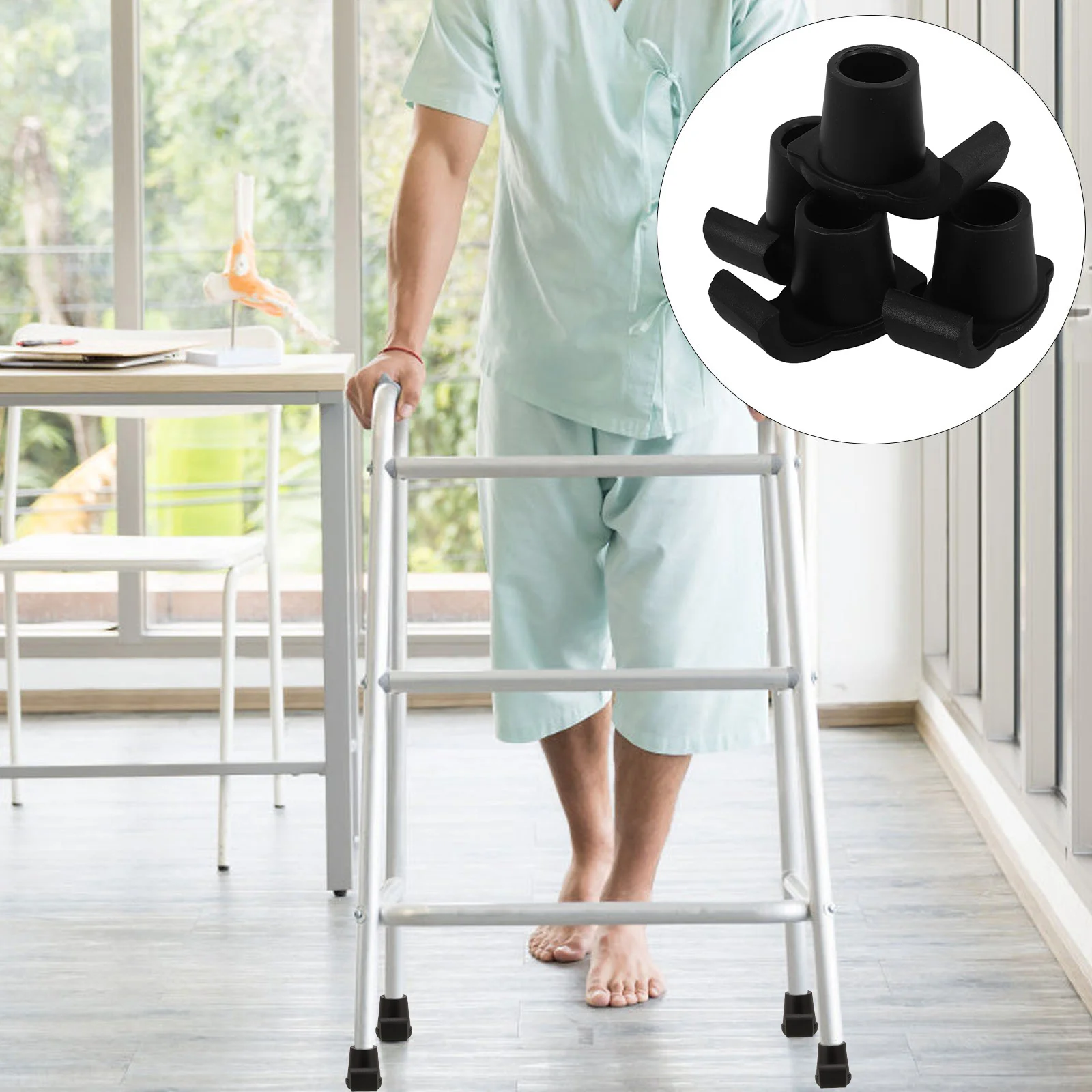 Walking Ski Glides 4 Pcs Anti Slip Walker Skis Crutch Tips Small Sliders Replacement Glides Nonstick Elderly Trekking Pole Covers