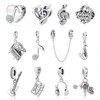 925 Sterling Silver Charms Beads Original Love Music Notes Piano Headphone Charm Fit Pan Bracelets Necklaces Jewelry For Women 1