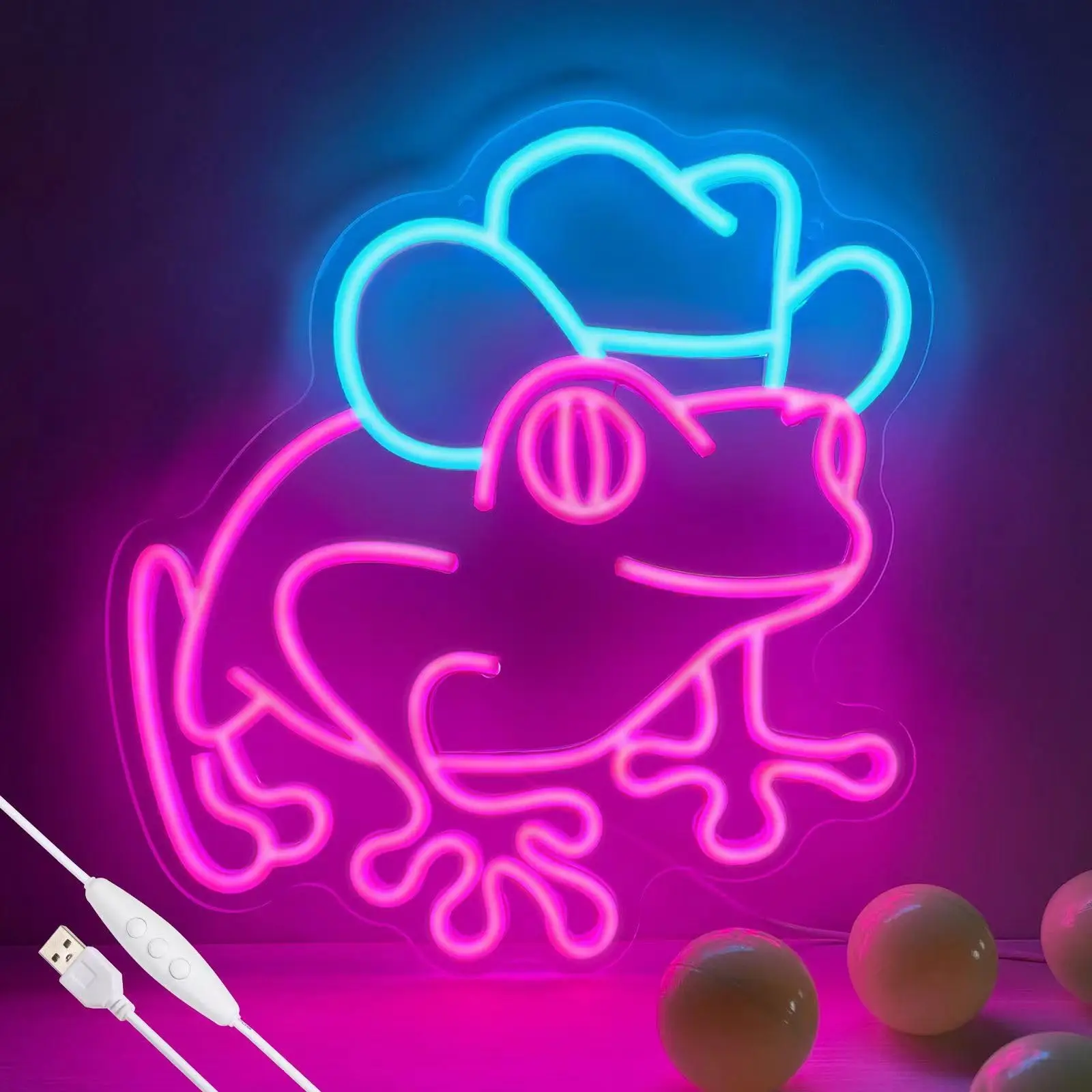 

Neon Sign for Wall Decor Frog with Cowboy Hat Led Neon Light for Kids Room Man Cave Bar Store Home Party Art Decor Gifts