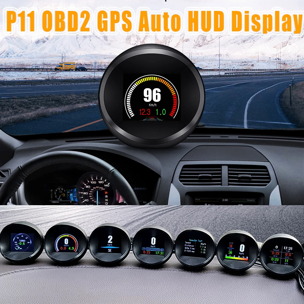 Hud-Obd2 ÷ P11 ڵ GPS ӵ   Һ LCD   ÷,   ڵ 