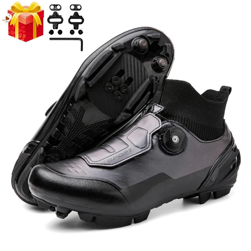 Men's Spd Road Bike Shoes High Top Carbon Cleats Self-locking Mtb Cycling Sneaker Women Outdoor Flat Racing Bicycle Footwear