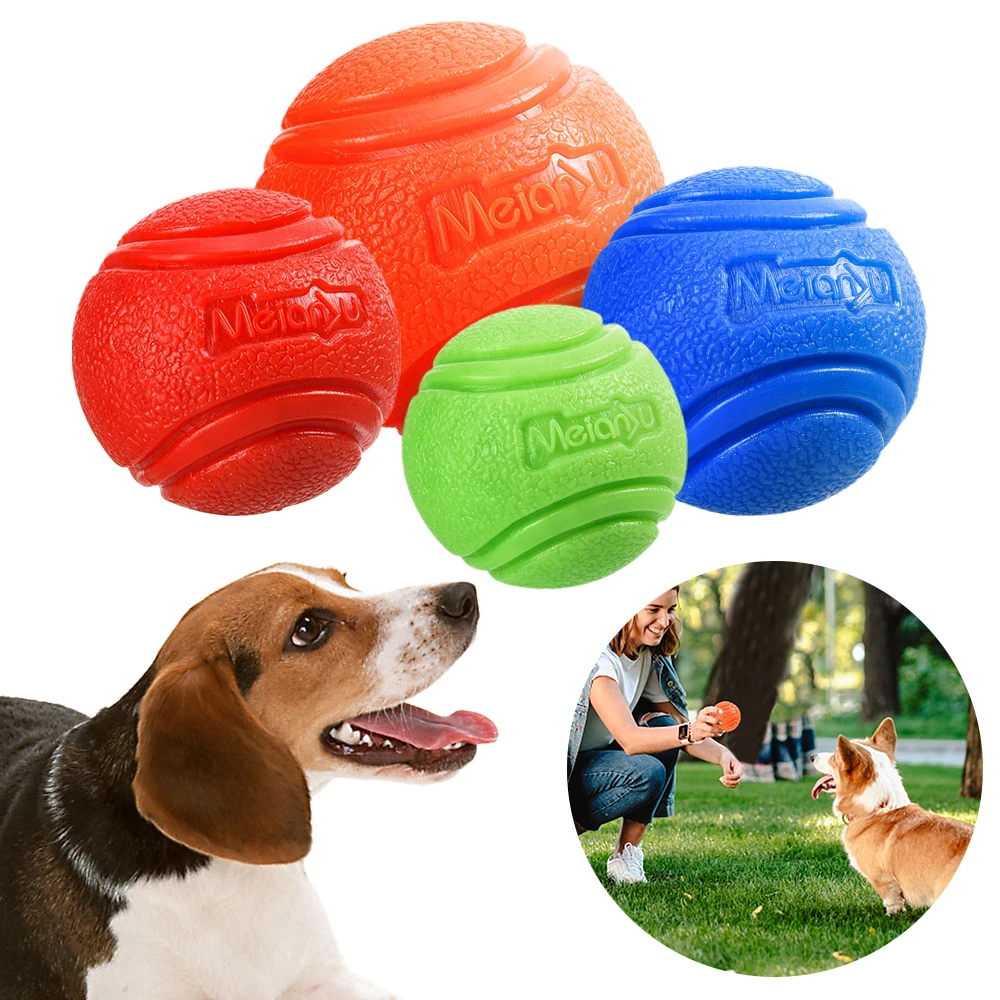 Pet Dog Toy Bouncy Ball Bite-Resistant Solid Ball Rubber Chewing Toy Outdoor Throwing Retrieve Dog Training Supplies