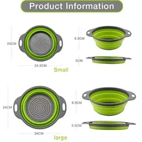 Panier égouttoir pliant en Silicone, 2 pièces, passoire pliable pour fruits et légumes, passoire de cuisine pour aliments, pâtes, ustensiles de cuisine, dispositif de vidange 6