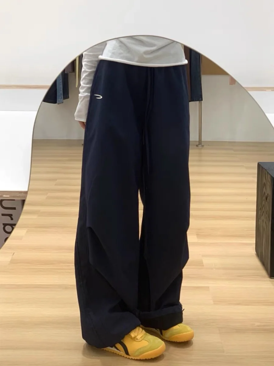 American Sle Casual Winter Ski Pants Men's Loose Spor Wide Leg Fce Lined Waterproof Trousers for Daily Wear