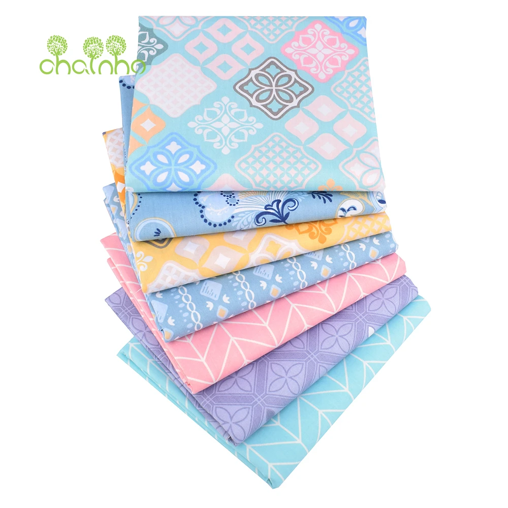 Geometric Printed Twill Cotton Fabric,DIY Sewing Quilting Patchwork Cloth,For Baby & Children Bedding Material,40x50cm,100x160cm