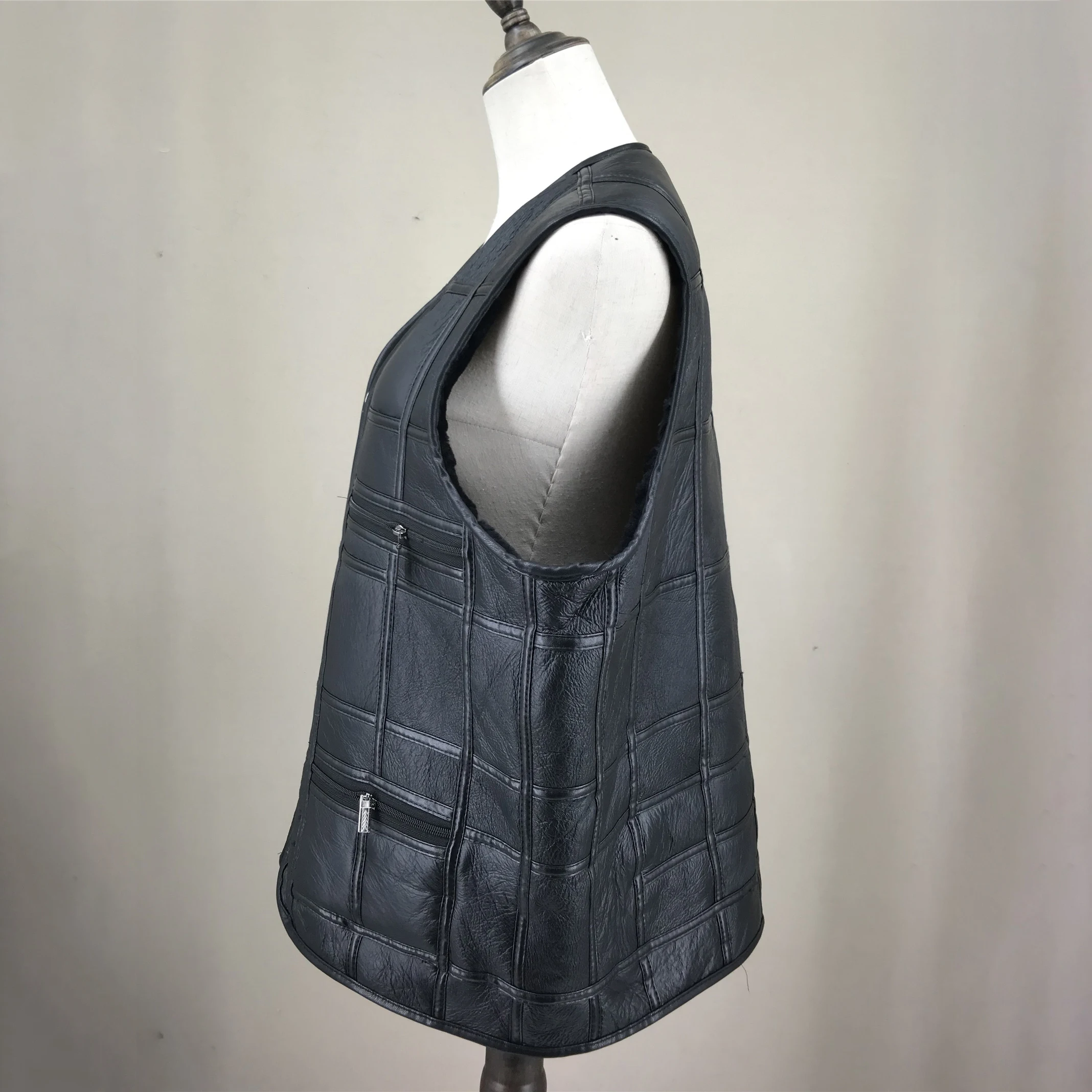 Men Real Sheep Leather  One Fur Vest Gilet Waistcoat  With Sheep Fur Lining  Man Classic 2023 Unisex B230824