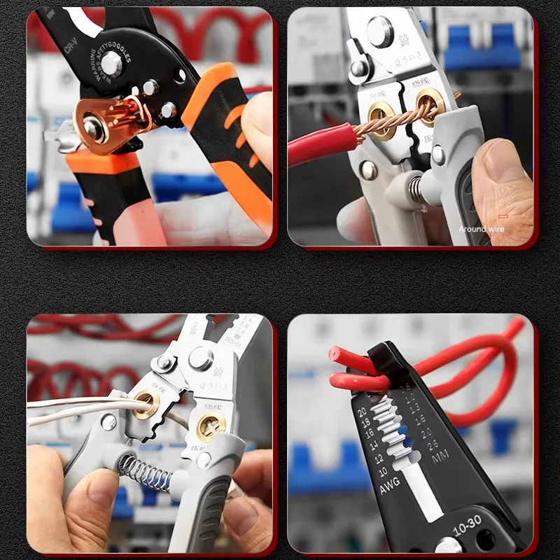 Wire Stripper & Crimper Tool Multi-Functional Electrician Wire Stripper & Crimper Tool Wire Stripping Cutting Pliers For Peeling & Network Cabling