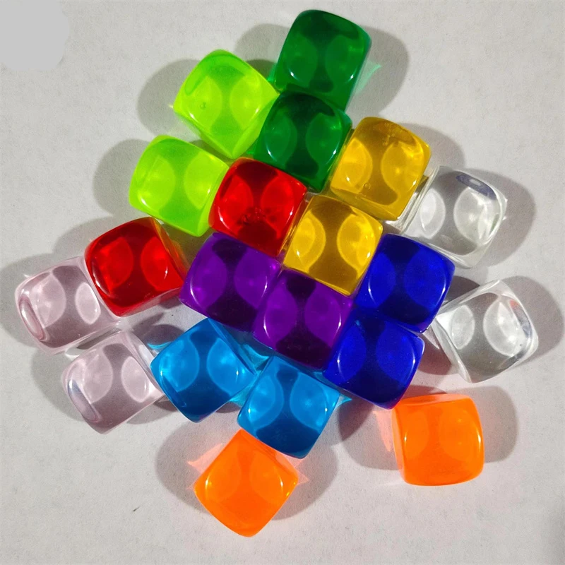 10 pezzi/set 16mm dadi D6 vuoti trasparenti colorati con angolo tondo per gioco da tavolo Puzzle