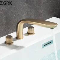 Luxury Bathroom Faucet Cold and Hot Water Tap Brushed Gold Split Three Hole Basin Faucet Solid Brass Washbasin Water Mixer 1