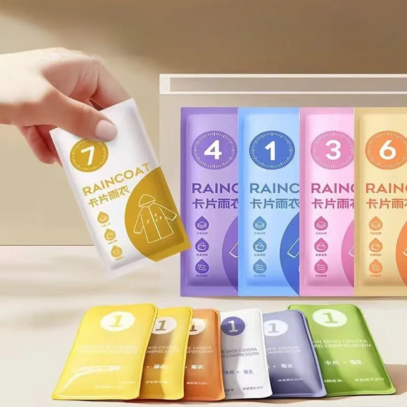 Disposable Seven Color Card Raincoat Convenient Thickened Long Outdoor Travel Raincoat